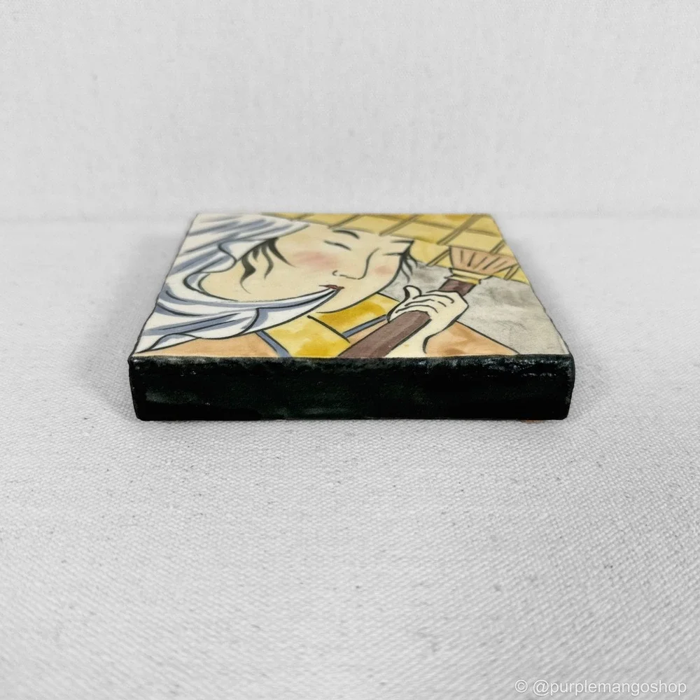 VINTAGE Saks Fifth Avenue Japanese Ukiyo-e Geisha Ceramic Art Tile Wall Plaque